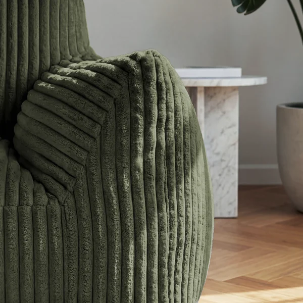 Set of 2 Oversized 46" Compression Corduroy Foam Bean Bag Chair with Ottoman(Set of 2) - Image 2