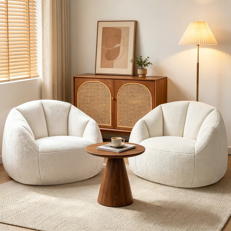 Set of 2 Oversized Compression Plush Microfiber Soft Shell Bean Bag Chair (Set of 2)